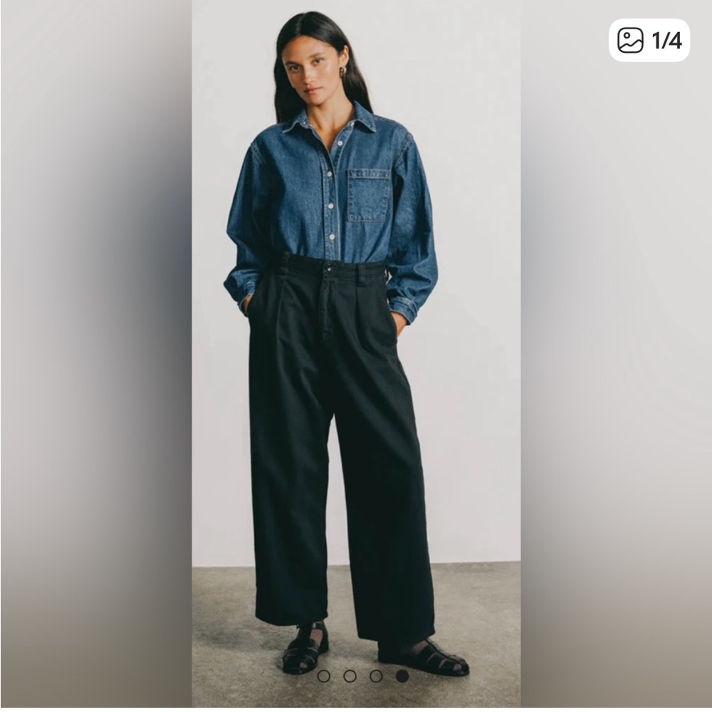 OZMA Field Pant, Tencel Bull Denim, Ink Black, Size Small